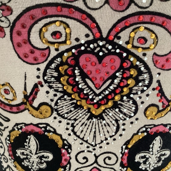 beaded gems, skull tee euc - Picture 2 of 3